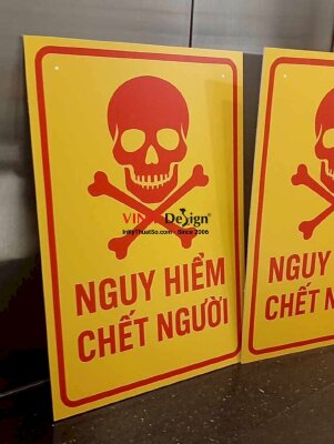 In bảng cảnh báo Nguy Hiểm Chết Người, in PP cán formex biển báo viền đỏ nền vàng - INKTS2357
