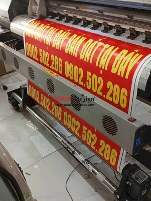 In banner Bán Đất Tại Đây kèm số điện thoại môi giới, in Decal khổ lớn dán tường - INKTS2257