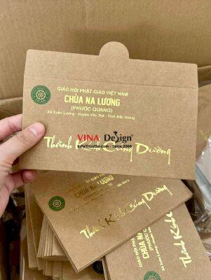 In bao thư cúng dường giấy Kraft cho chùa - INKTS589
