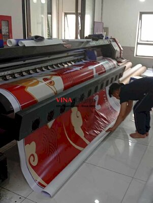 In phông nền sân khấu tiệc tất niên công ty, doanh nghiệp, in bạt hiflex mực dầu - INKTS2204