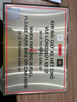 In biển chỉ dẫn giữ xe inox xước sang trọng - INKTS425