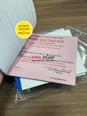 In quyển phiếu ghi công đức cho tu viện Phật giáo, hàng gửi đi Gia Lai từ TPHCM - INKTS2639