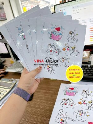 In sheet sticker tem nhãn dán quà tặng khách, in nhanh Decal sữa mực dầu, cán bóng, bế theo viền - INKTS2380