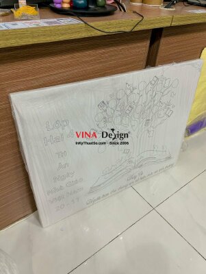 In tranh tô màu vải Canvas mực dầu mờ, có đóng khung gỗ không viền - INKTS2372