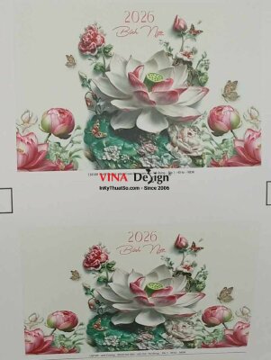 In trên chất liệu Formex hình ảnh hoa sen 3D - INKTS2741