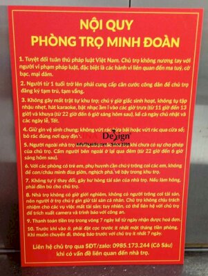 In bảng nội quy phòng trọ, in PP cán formex - INKTS2759