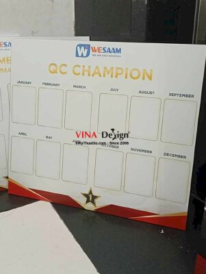 In bảng QC Champion, bảng thành tích nhân viên theo tháng, in Formex dày - INKTS2757