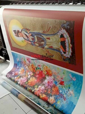 In tranh Bồ Tát Quán Thế Âm, tranh Canvas mực dầu - INKTS3683