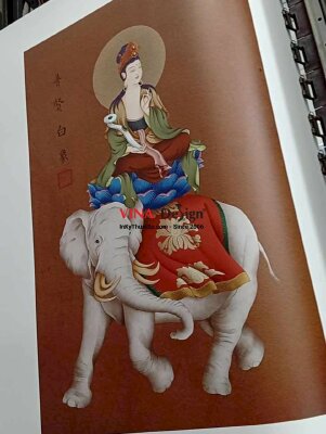 In tranh Đức Phổ Hiền Bồ Tát (Samantabhadra Bodhisattva), in Canvas mực dầu - INKTS2749