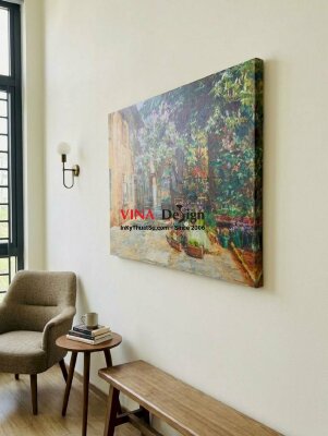 In tranh sơn dầu Canvas phong cảnh Khu Vườn Nhà trường phái ấn tượng - INKTS3689
