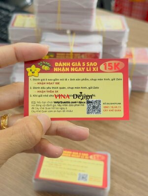 In card visit Offset cho quán ăn sáng, ăn trưa, ăn tối với mã QRcode hướng dẫn khách đánh giá 5 sao - INKTS3763