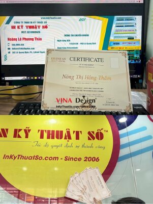 In giấy chứng nhận certificate khổ A4, in 1 mặt giấy mỹ thuật K08 - INKTS3755
