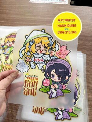 In logo chibi Pet nhiệt cho sự kiện hội chợ Festival lễ hội màu sắc, giao rời từng logo, khách hàng về tự ủi - INKTS3740