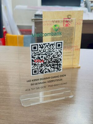 In mã QR để bàn nhận chuyển tiền cho hộ kinh doanh, in UV 1 mặt Mica trong - INKTS3730