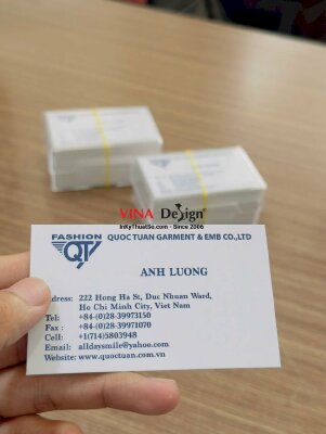 In name card nhanh 1 ngày có hàng, card tiếng anh Garment & Embroidery công ty May mặc & Thêu - INKTS3765