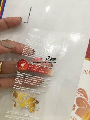 In tem dán chai nhựa đựng dầu gội, dầu xả chăm sóc tóc, tem decal trong - INKTS557