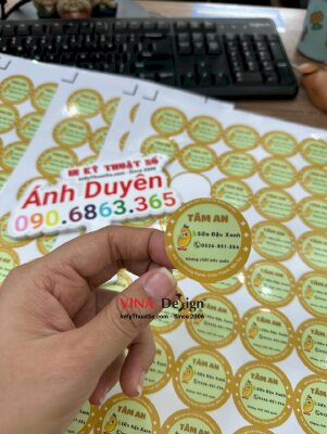 In tem dán chai sữa đậu xanh, tem Decal chống nước dán chai nhựa - INKTS586