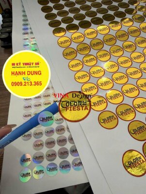 In tem xi vàng hình tròn, đường kính 3cm cho sự kiện hội chợ Festival lễ hội màu sắc - INKTS3732