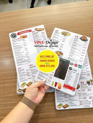 In menu nhựa cao cấp 2 mặt, ép mờ dạng tấm cầm tay cho nhà hàng Hàn Quốc - INKTS3801