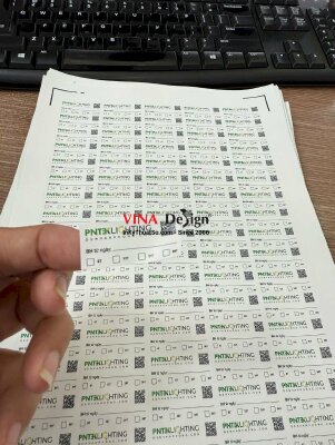In tem dai làm nhãn bảo hành đèn văn phòng, in laser, có bế theo viền dễ bóc dán - INKTS3790