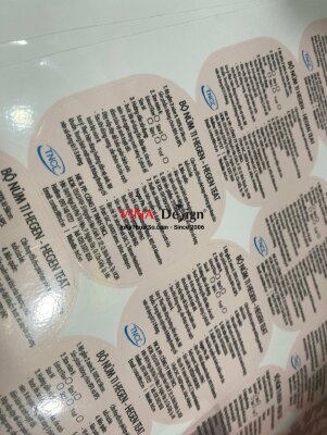 In tem decal sữa, mực dầu, cán bóng, bế thành phẩm - INKTS302
