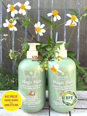In tem Decal trong dán Bộ dầu gội Magic Hair dán mặt trước & sau chai nhựa 500ml - INKTS3814