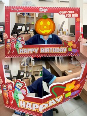 Khung chụp ảnh check in sự kiện sinh nhật Happy Birthday cho khách hàng đến quán nướng lẩu - INKTS3810
