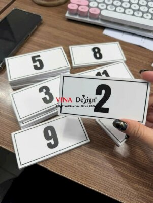 In thẻ số bàn dán tường PP cán formex, đánh số bàn 1, 2, 3, 4, 5, 6, 7, 8, 9, 10, 11, 12 - INKTS3849