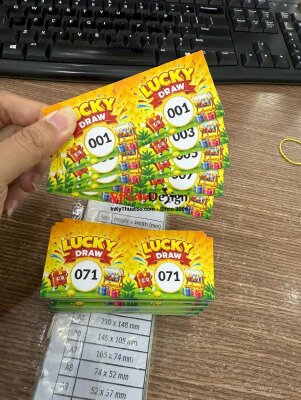 In phiếu rút thăm may mắn lucky draw, gập đôi cấn răn cưa 1 đường, đánh số nhảy - INKTS3875