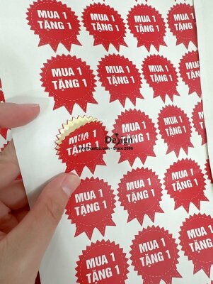 In tem khuyến mãi mua 1 tặng 1, sticker khuyến mãi bóc dán dễ dàng - INKTS895