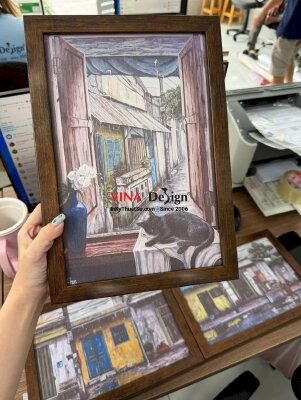 In tranh Canvas đóng khung viền gỗ, tranh trang trí phong cách Ký họa đô thị Urban Sketching - INKTS3886