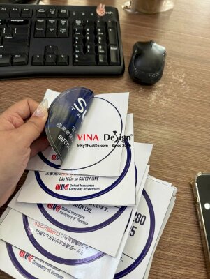 Nhãn tròn Decal in 2 mặt dán kính thông tin liên hệ dịch vụ y tế khẩn cấp cho công ty bảo hiểm - INKTS3904