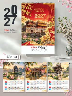 Cơ sở in lịch Tết treo tường thiết kế chủ đề Đinh Mùi Chúc Mừng Năm Mới - Mã NH04 - INKTS2290