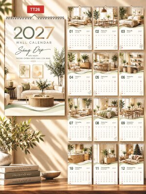 Công ty in lịch Tết giá rẻ 13 tờ thiết kế năm Đinh Mùi chủ đề Không Gian Sống Đẹp - Mã TT26 - INKTS2281