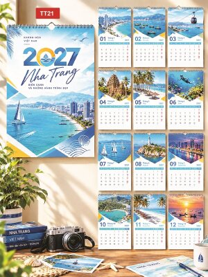 Dịch vụ in lịch Tết treo tường 13 tờ thiết kế chủ đề Nha Trang Khánh Hòa - Mã TT21 - INKTS2276
