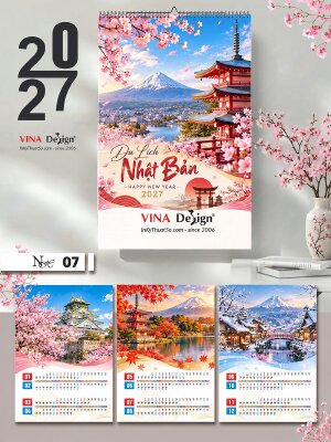 In hình lên lịch Tết treo tường thiết kế chủ đề Du Lịch Nhật Bản - Mã NH07 - INKTS2293