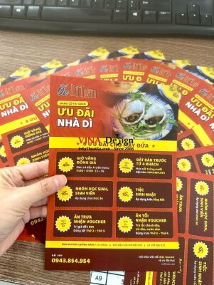 In tờ giới thiệu ưu đãi cho quán ốc, tờ rơi A5 in 1 mặt, cán mờ - INKTS3919