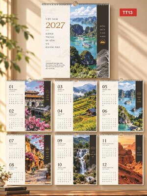 Làm lịch 7 tờ theo yêu cầu thiết kế chủ đề Hành Trình Di Sản Và Khám Phá Việt Nam - Mã TT13 - INKTS2194