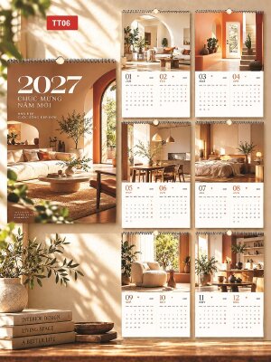 Làm lịch 7 tờ treo tường thiết kế chủ đề Nhà Đẹp, Nội Thất Đẹp - Mã TT06 - INKTS2187