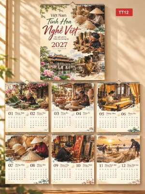 Làm lịch treo tường 7 tờ Tinh Hoa Nghề Việt - Mã TT12 - INKTS2193