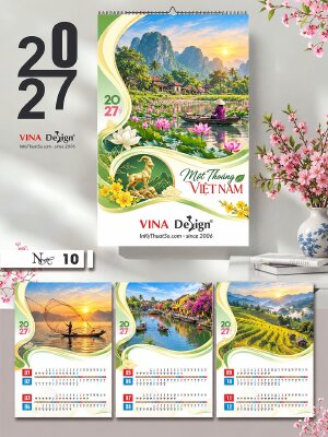 Lịch treo tường lò xo thiết kế chủ đề Một Thoáng Việt Nam - Mã NH10 - INKTS2296