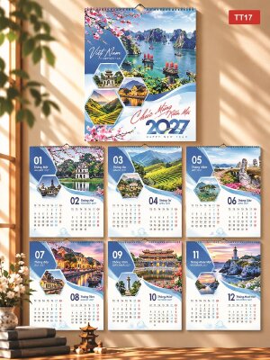 Thiết kế in ấn lịch Tết 7 tờ treo tường chủ đề Việt Nam Vẻ Đẹp Bất Tận - Mã TT17 - INKTS2198