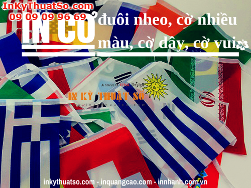 Cờ đuôi nheo, cờ nhiều màu, cờ dây, cờ vui có thể được thực hiện bẳng cách in ấn với chất liệu PP, hiflex với thông tin hình ảnh cụ thể cho sự kiện, in ấn tại Công ty In Kỹ Thuật Số - Digital Printing  Cờ đuôi nheo, cờ nhiều màu, cờ dây, cờ vui