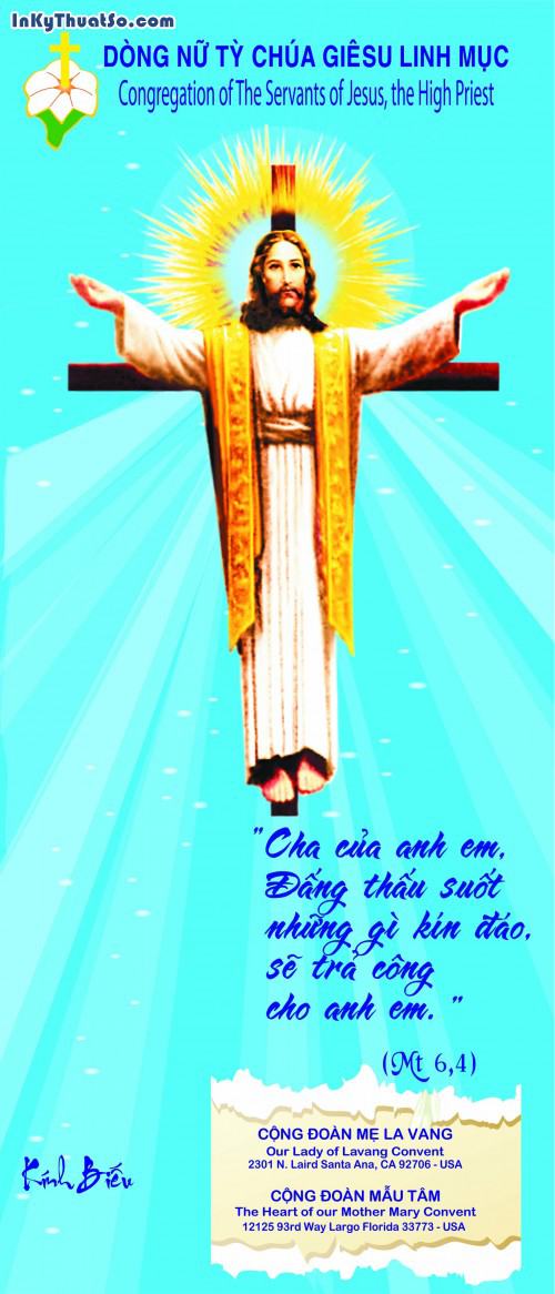 In tranh nghệ thuật chất liệu vải silk In tranh nghệ thuật chất liệu vải Silk cao cấp cho 'Dòng Nữ Tỳ Chúa Giê Su Linh Mục'