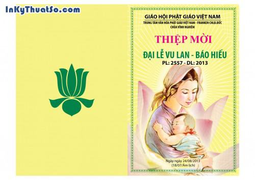 Thiệp mời bằng giấy Couche cao cấp cho Chùa Vĩnh Nghiêm