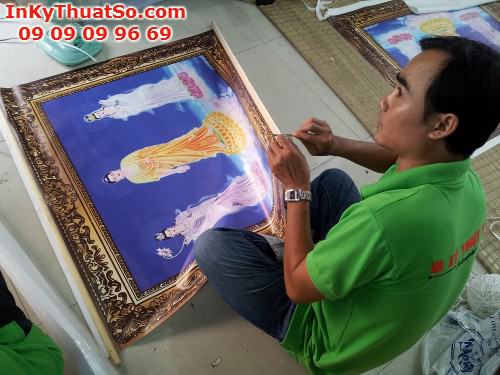 In tranh canvas chủ đề tôn giáo gia công treo mành sáo tại Công ty In Kỹ Thuật Số - Digital Printing 