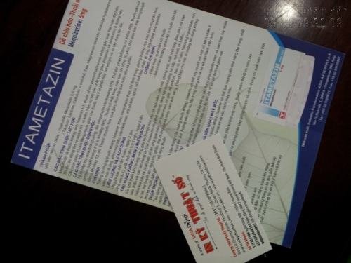 Thành phẩm in tờ rơi khổ thông dụng, 1/2 khổ A4 quảng bá cho sản phẩm Itametazin thực hiện bởi In Kỹ Thuật Số 