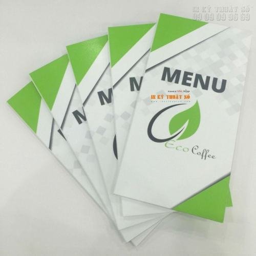 In menu, thực đơn quán cafe từ PP cán format
