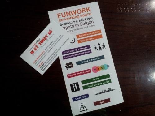 In tờ rơi quảng cáo HCM giá rẻ, in ấn chuyên nghiệp, thiết kế đẹp cho trang tìm việc làm FunWork tại công ty In Kỹ Thuật Số