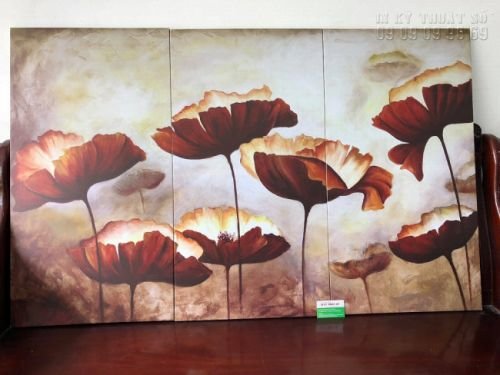 In tranh sơn dầu 3D bộ 03 tranh treo tường trang trí phòng khách, phòng ăn, phòng ngủ